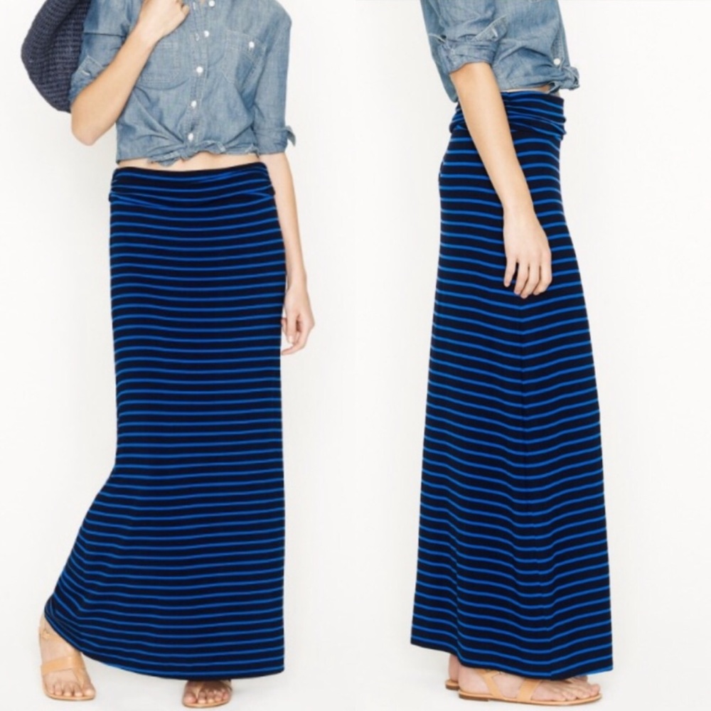 J. Crew Navy Striped Modal Jersey Maxi Skirt, sz. XS